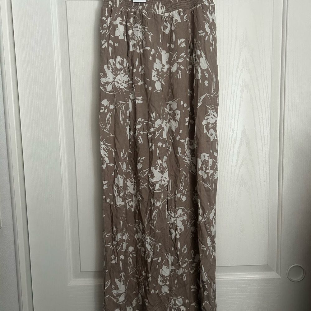 Baltic Born Floral Wide Leg pants in Brown and White